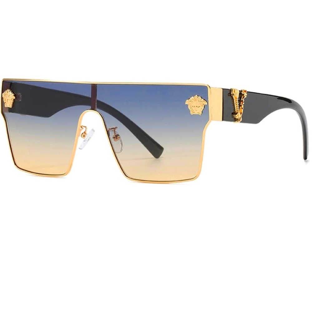 Luxurious Fashion Forward Blue Gradient Letter V Medusa  Sunglasses
